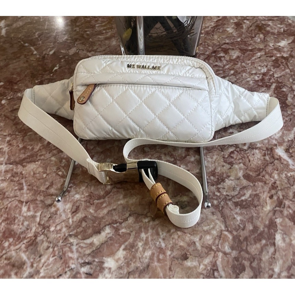 New MZ Wallace Quilted Ivory White Metro Belt Bag , $285